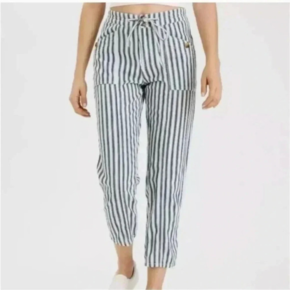 American Eagle High Rise Taper Cotton Pants Striped Size 6 - Picture 3 of 9